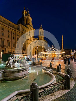 Piazza Navona in Rome during Christmas time.