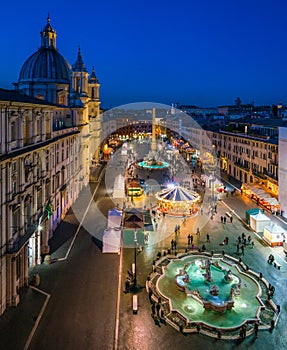 Piazza Navona in Rome during Christmas time.