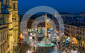 Piazza Navona in Rome during Christmas time.