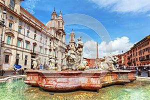 Piazza Navona, Rome, Italy. Fontana del Moro