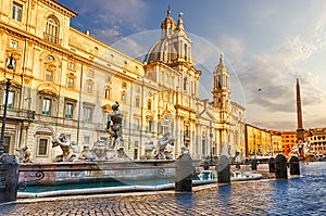 Piazza Navona in Rome at sunset