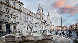 Piazza Navona and Sant Agnese Church in Rome, Italy