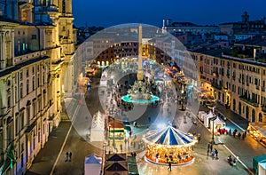 Piazza Navona in Rome during Christmas time.