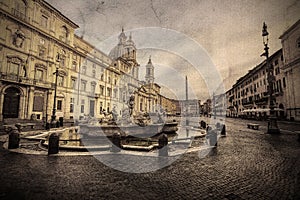 Piazza Navona with three famous fountains. Rome. Italy.