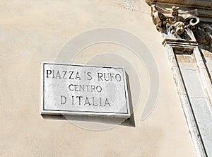 Piazza S Rufo is name of the square where the symbol of the belly button of Italy in central Italy photo