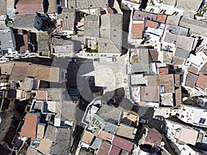 Piazza San Giovanni, Altamura, Italy, from above in a drone shot