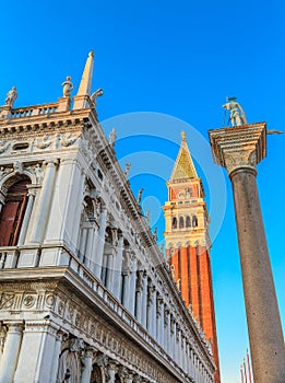 Piazza San Marco with Campanile, Basilika San Marco and Doge Palace. Venice, Italy