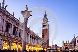 Piazza San Marco church square in Venice Venezia Italy.