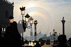 Piazza San Marco next to the Campanile, Basilika San Marco and Doge Palace. Venice, Italy