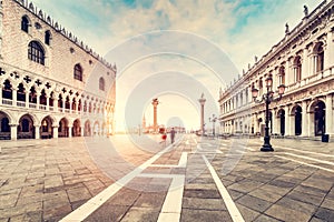 Piazza San Marco and Palazzo Ducale or Doge`s Palace in Venice, Italy