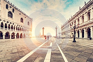 Piazza San Marco and Palazzo Ducale or Doge& x27;s Palace in Venice, Italy