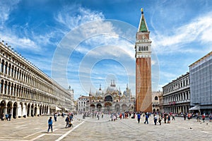 Piazza San Marco, or St Mark`s Square, in Venice