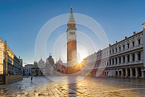 Piazza San Marco at sunrise, Venice, Italy.