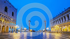 Piazza San Marco in Venice. Italy. Inscription in Italian: gondola service