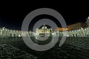 Piazza San Pietro night scene, Vatican city, Rome