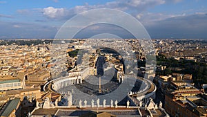 Piazza San Pietro. Plaza located directly in front of St. Peter`s Basilica. Vatican City, Rome, Italy.