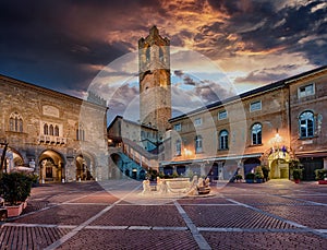 Piazza Vecchia in Bergamo Old town photo