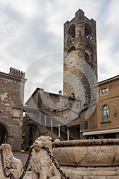 Piazza Vecchia, in the Upper Town in Bergamo