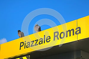 Piazzale Roma water bus stop sign in Venice photo