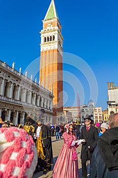 Venice Saint Mark square view during the traditional Carnival Italy