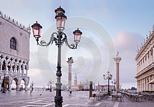 Piazzetta San Marco at dawn, Venice, Italy