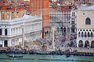 Piazzetta San Marco with Palazzo Ducale and St Mark`s Campanile in Venice, Italy