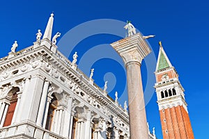 Piazzetta of St. Mark with column and Campanile