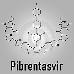 Pibrentasvir hepatitis C virus drug molecule. Skeletal formula.
