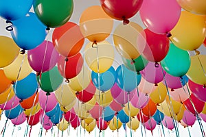 Pic Colorful helium balloons isolated on white background, celebration