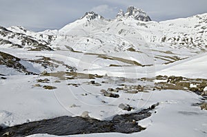 Pic du midi d'Ossau in winter from Portalet col