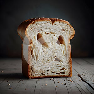 Pic Hyperrealistic portrait capturing the essence of slice of white bread photo