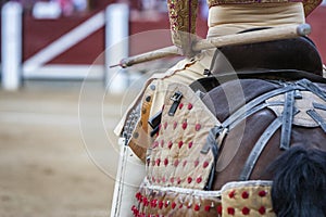 Picador bullfighter, lancer whose job it is to weaken bull`s nec