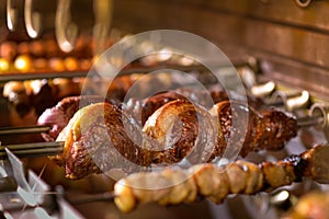 Picanha barbecue roasted over hot coals. Brazilian Churrasco ou churrascaria.