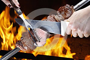 Picanha, traditional Brazilian barbecue. photo