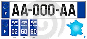 Picardie, France, french regional license plate template