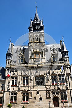 Picardie, the picturesque city hall of Compiegne in Oise