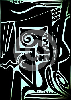 Picasso like abstract design that was hand drawn