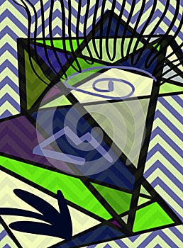 Picasso Style Abstract Face Illustration