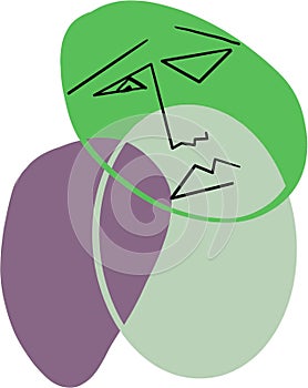 Picasso Style Abstract unhappy Face Illustration