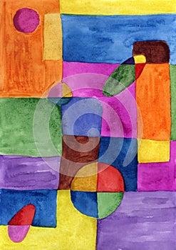 Picasso style colored hand drawing shapes. Abstraction, watercolor. Graphic abstract background. Creative art background