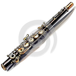 Piccolo flute isolated on a white background.