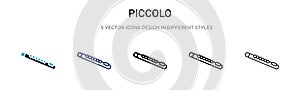 Piccolo icon in filled, thin line, outline and stroke style. Vector illustration of two colored and black piccolo vector icons