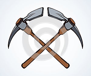 Pick axe icon. Vector drawing sign