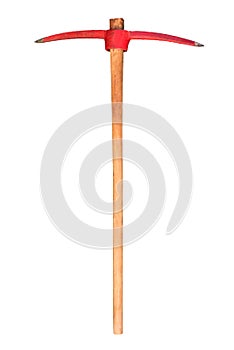 Pick axe on isolated white background. Pickaxe or Mattock object