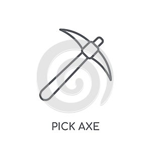 Pick axe linear icon. Modern outline Pick axe logo concept on wh