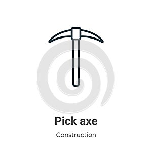 Pick axe outline vector icon. Thin line black pick axe icon, flat vector simple element illustration from editable construction