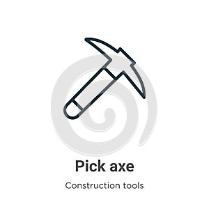 Pick axe outline vector icon. Thin line black pick axe icon, flat vector simple element illustration from editable construction