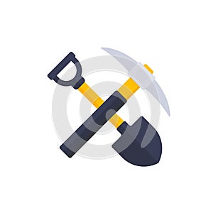 pick axe and shovel icon, vector design