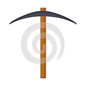 Pick axe vector illustration icon isolated white background. Industry tool for miner work and dig steel. Handle heavy symbol for