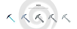 Pick icon in different style vector illustration. two colored and black pick vector icons designed in filled, outline, line and